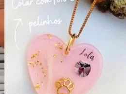 Joia afetiva com patinha + nome + foto