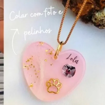 Joia afetiva com patinha + nome + foto
