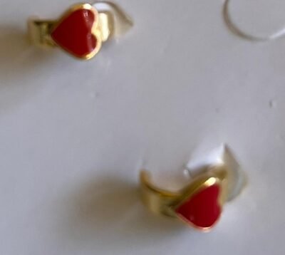 Brinco argola pequeno ♥️vermelho banhada a ouro