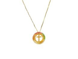 Colar personalizado cruz cravejada folheado a ouro