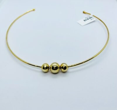 Choker folheado ouro com 3 esferas