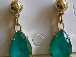 Brinco verde tifani banhado a ouro