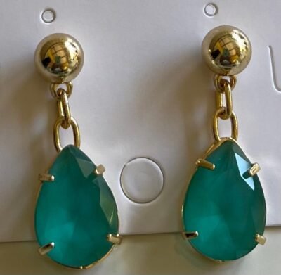 Brinco verde tifani banhado a ouro