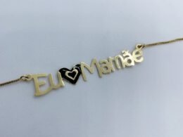 Colar personalizado eu amo mamãe banhado no ouro