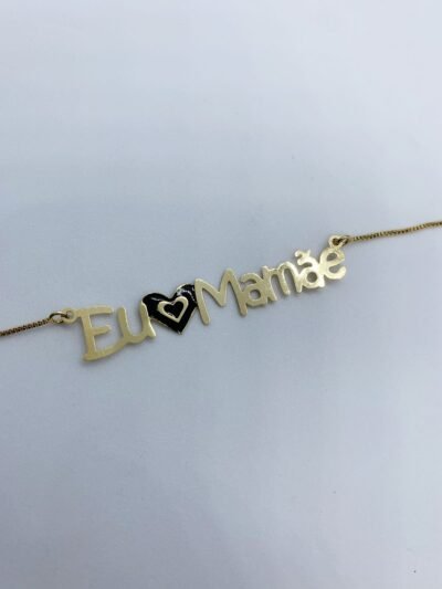Colar personalizado eu amo mamãe banhado no ouro