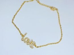 Pulseira love com zircônia banhada a ouro