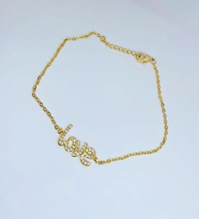 Pulseira love com zircônia banhada a ouro