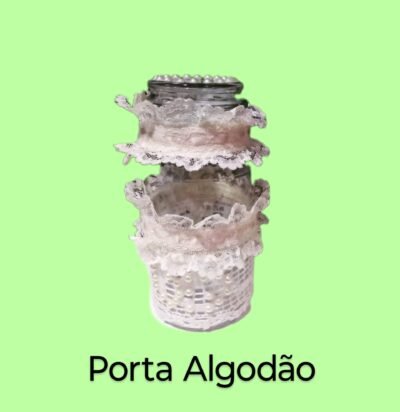 Kit Banheiro - porta algodão, porta cotonete e vela aromática - Imagem 2