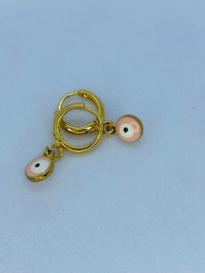Brinco olho grego rosa banhado a ouro