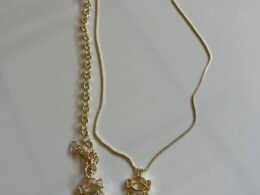Conjunto colar e pulseira menina banhado a ouro