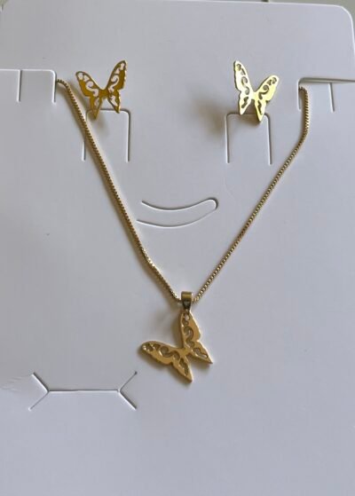Conjunto borboleta banhado a ouro
