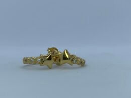 Anel com duas estrelas banhado a ouro