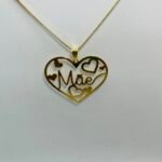 Colar personalizado coração mãe banhado no ouro
