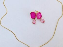 Conjunto rosa banhado a ouro