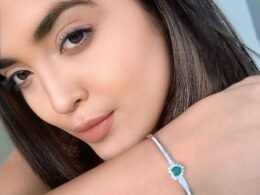 Bracelete ponto de luz verde banhado no prata
