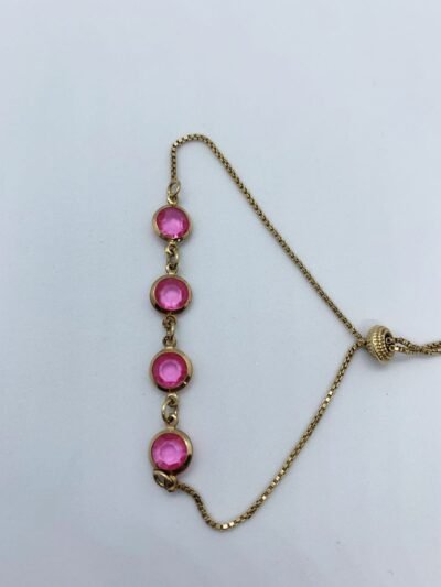 Pulseira com bolas rosas banhado no ouro