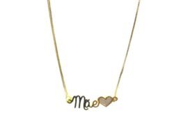 Colar personalizado mãe coração vazado banhado a ouro