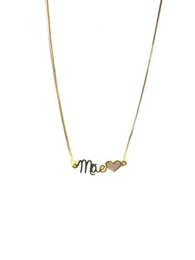Colar personalizado mãe coração vazado banhado a ouro