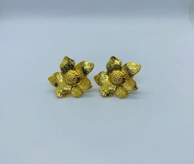 Brinco flor banhado a ouro