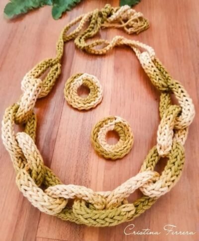 Colar e brinco Coleção Elos Verde