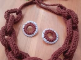 Colar e brinco Coleção Elos Marrom