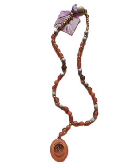 Colar de miçangas com pingente de cerâmica e acrílico - Imagem 4