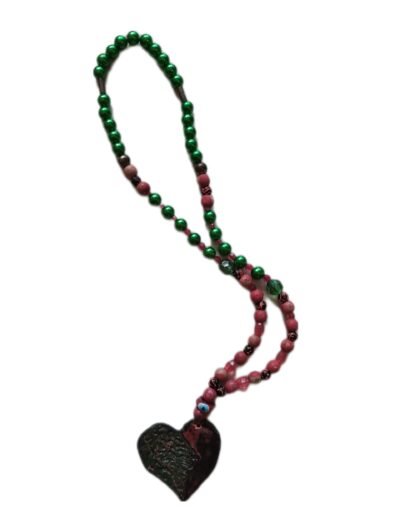 Colar de miçangas com pingente de cerâmica e acrílico - Imagem 2