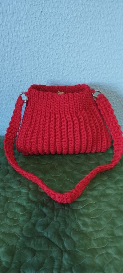 Bolsa de crochê fio náutico vermelha!