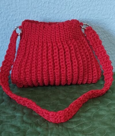 Bolsa de crochê fio náutico vermelha! - Imagem 2