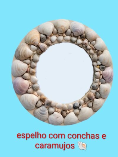 Espelho com conchas e caramujos 🐚